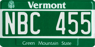 VT license plate NBC455