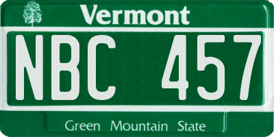 VT license plate NBC457