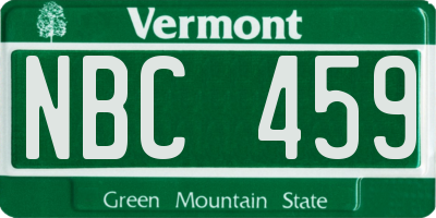 VT license plate NBC459
