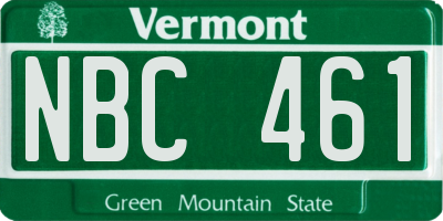 VT license plate NBC461