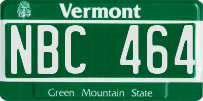 VT license plate NBC464