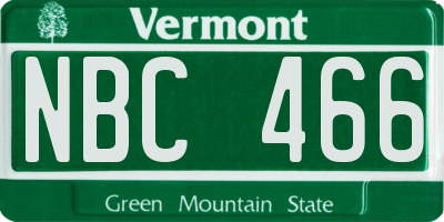 VT license plate NBC466