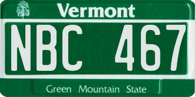 VT license plate NBC467