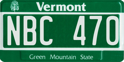 VT license plate NBC470