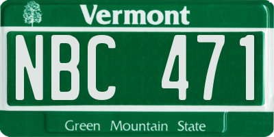VT license plate NBC471