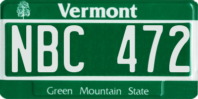 VT license plate NBC472