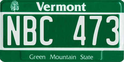 VT license plate NBC473