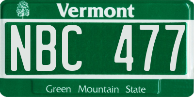 VT license plate NBC477