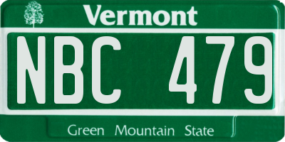 VT license plate NBC479