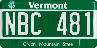 VT license plate NBC481