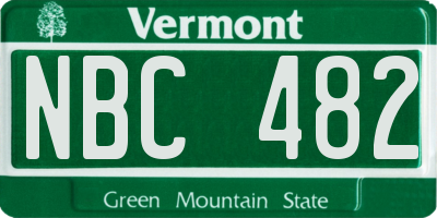 VT license plate NBC482