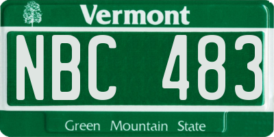 VT license plate NBC483