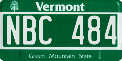VT license plate NBC484