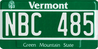 VT license plate NBC485