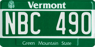 VT license plate NBC490