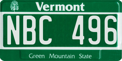 VT license plate NBC496