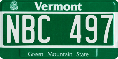 VT license plate NBC497