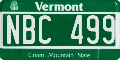 VT license plate NBC499