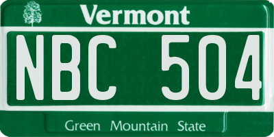 VT license plate NBC504