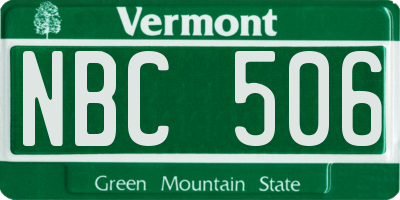 VT license plate NBC506