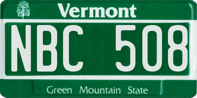 VT license plate NBC508