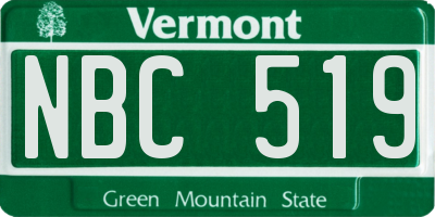 VT license plate NBC519