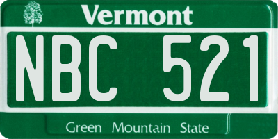 VT license plate NBC521
