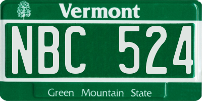 VT license plate NBC524