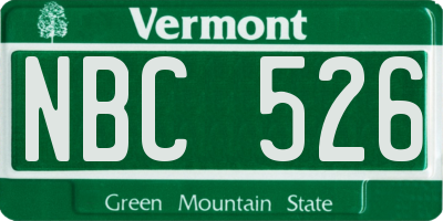 VT license plate NBC526