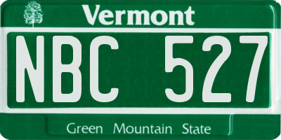 VT license plate NBC527