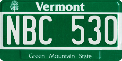 VT license plate NBC530