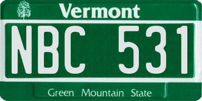 VT license plate NBC531