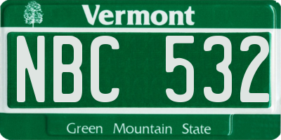 VT license plate NBC532