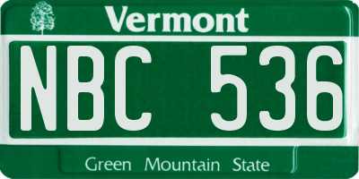 VT license plate NBC536