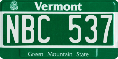 VT license plate NBC537