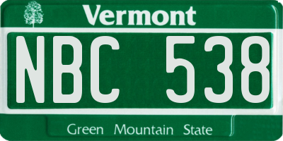VT license plate NBC538