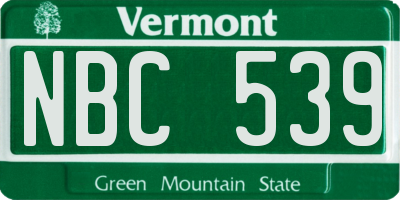 VT license plate NBC539