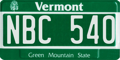 VT license plate NBC540