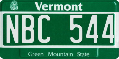 VT license plate NBC544