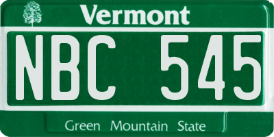 VT license plate NBC545