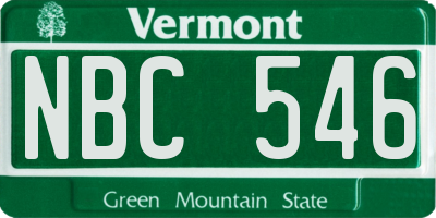 VT license plate NBC546