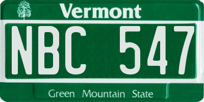VT license plate NBC547