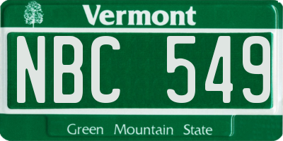 VT license plate NBC549