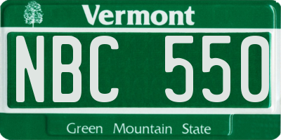 VT license plate NBC550