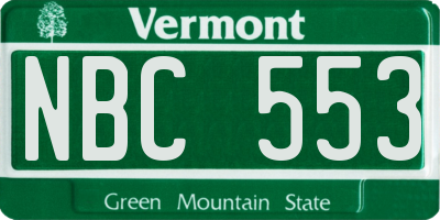 VT license plate NBC553