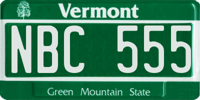 VT license plate NBC555