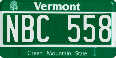 VT license plate NBC558