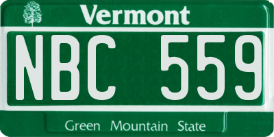 VT license plate NBC559