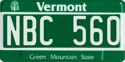 VT license plate NBC560