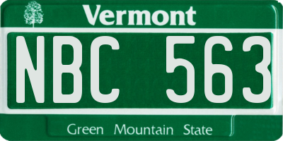 VT license plate NBC563